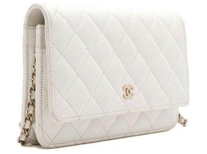 Wallet On Chain Chanel Borsa a tracolla e borsa a spalla con catena CC dorata Bianco - vista 3