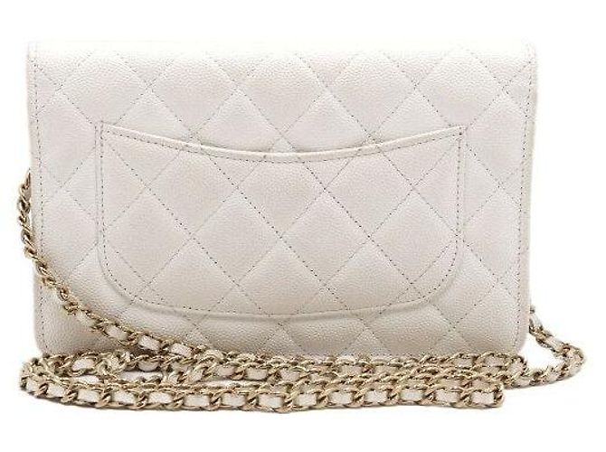 Wallet On Chain Chanel Borsa a tracolla e borsa a spalla con catena CC dorata Bianco - vista 4