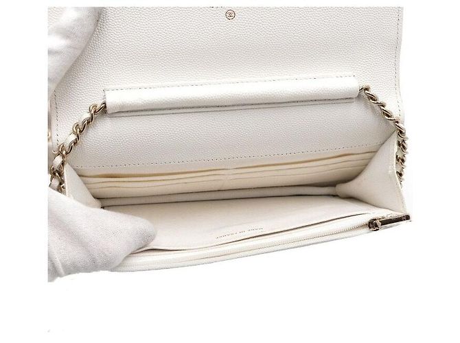 Wallet On Chain Chanel Borsa a tracolla e borsa a spalla con catena CC dorata Bianco - vista 5