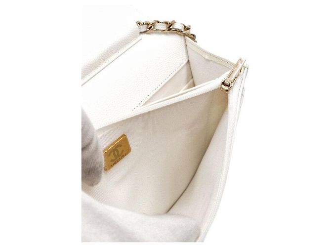 Wallet On Chain Chanel Borsa a tracolla e borsa a spalla con catena CC dorata Bianco - vista 7