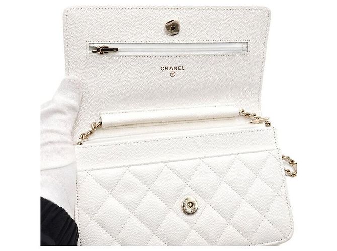 Wallet On Chain Chanel Borsa a tracolla e borsa a spalla con catena CC dorata Bianco - vista 8