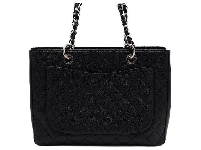 Chanel Borsa a Spalla Grand Shopping Caviar Black Silver Chain Nero - vista 4