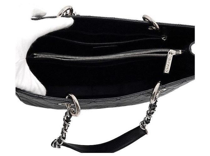 Chanel Borsa a Spalla Grand Shopping Caviar Black Silver Chain Nero - vista 5