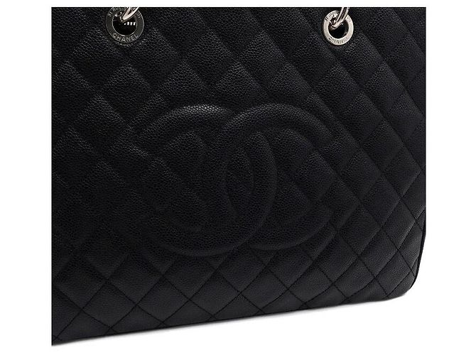 Chanel Borsa a Spalla Grand Shopping Caviar Black Silver Chain Nero - vista 7