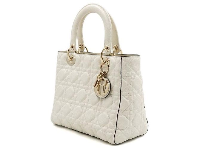 Dior Lady Medium Tote Bag und Schultertasche Weiß - Ansicht 2