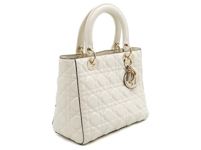 Dior Lady Medium Tote Bag und Schultertasche Weiß - Ansicht 3