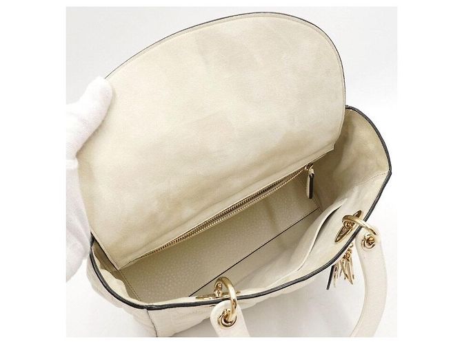 Dior Lady Medium Tote Bag und Schultertasche Weiß - Ansicht 5