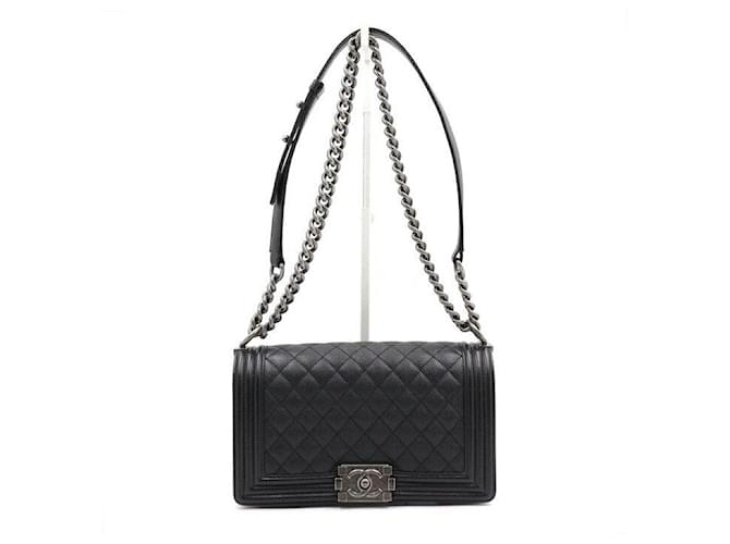 Chanel Borsa a Spalla Boy Medium Flap Caviar Nero - vista 2