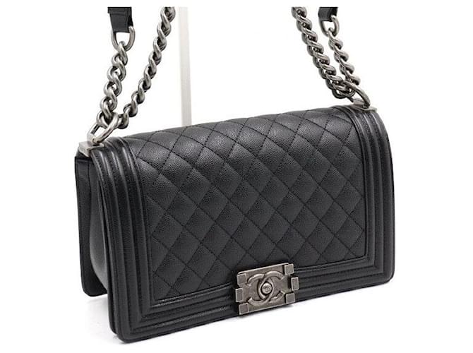 Chanel Borsa a Spalla Boy Medium Flap Caviar Nero - vista 4