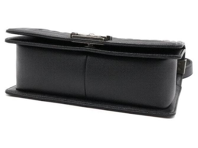 Chanel Borsa a Spalla Boy Medium Flap Caviar Nero - vista 7