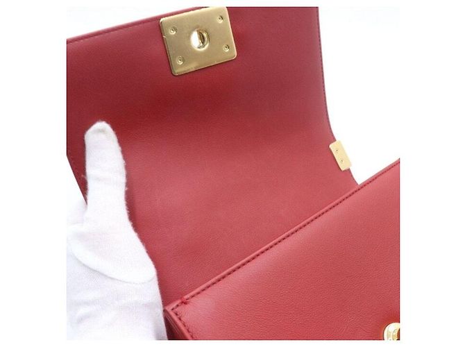 Chanel Borsa a tracolla e crossbody Red Chevron Boy piccola con catena dorata Rosso - vista 6