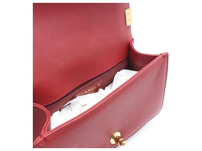 Chanel Borsa a tracolla e crossbody Red Chevron Boy piccola con catena dorata Rosso - vista 7