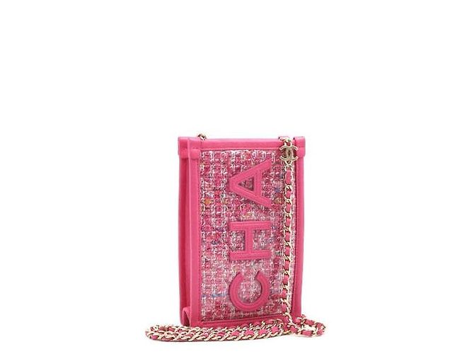 Chanel Borsa a tracolla e crossbody in tweed e PVC rosa - vista 2