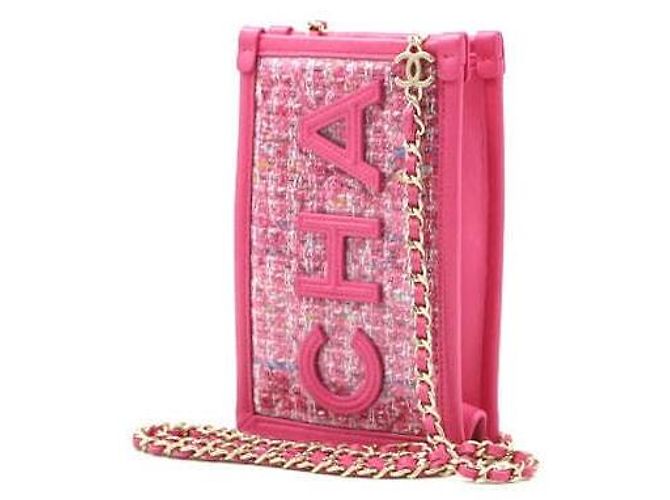 Chanel Borsa a tracolla e crossbody in tweed e PVC rosa - vista 3