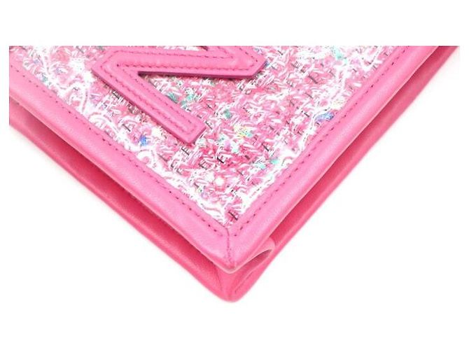 Chanel Borsa a tracolla e crossbody in tweed e PVC rosa - vista 5