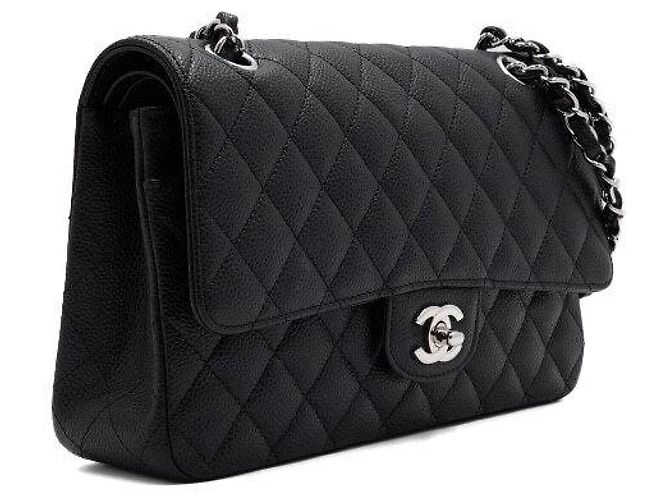 Chanel Borsa a tracolla Black Classic Caviar Medium con catena argentata Nero - vista 4