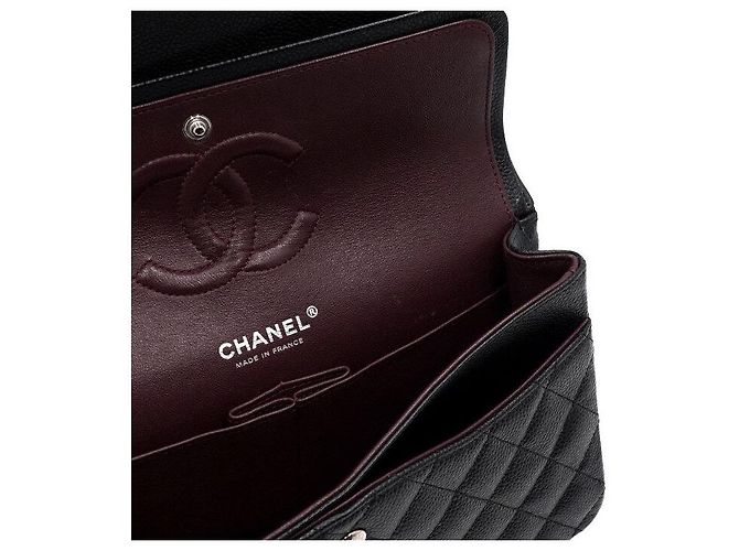 Chanel Borsa a tracolla Black Classic Caviar Medium con catena argentata Nero - vista 7