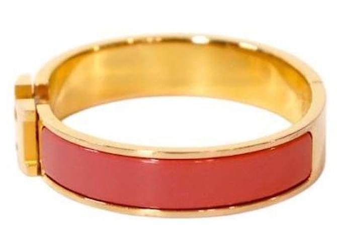 Hermès Bracciale Pink Click Clack Gold Rosa - vista 2