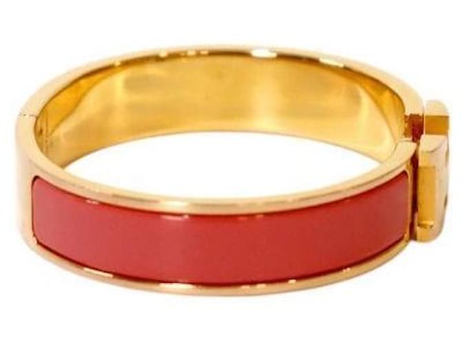 Hermès Bracciale Pink Click Clack Gold Rosa - vista 4