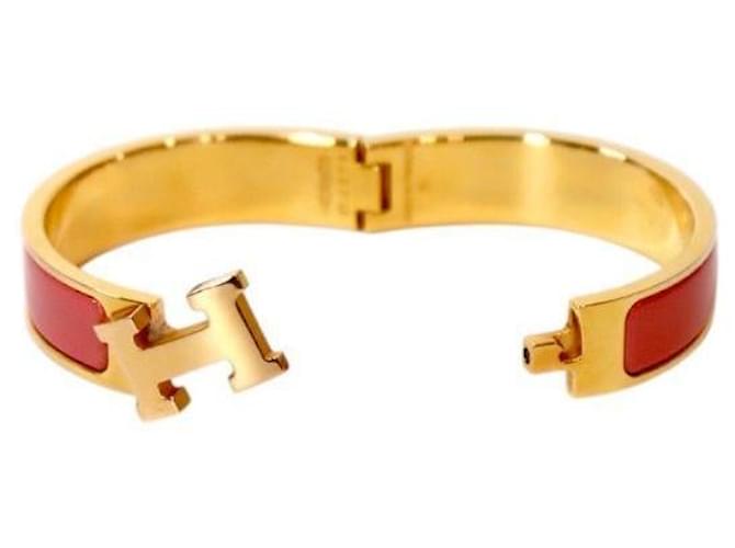 Hermès Bracciale Pink Click Clack Gold Rosa - vista 5