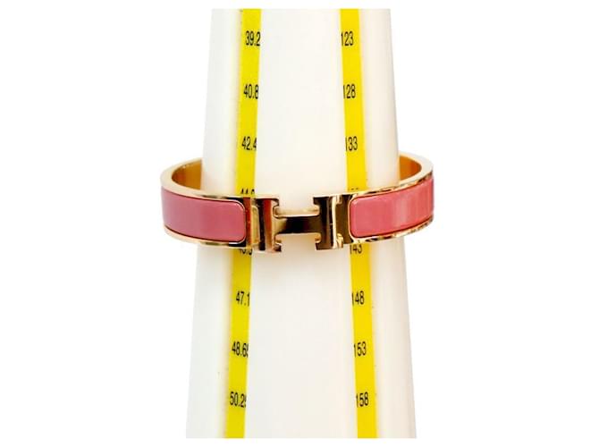 Hermès Bracciale Pink Click Clack Gold Rosa - vista 7