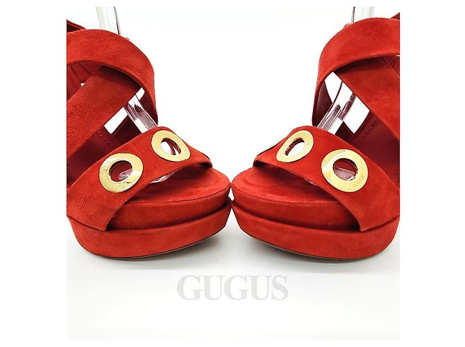 Louis Vuitton Sandali in scamosciato Rosso - vista 2