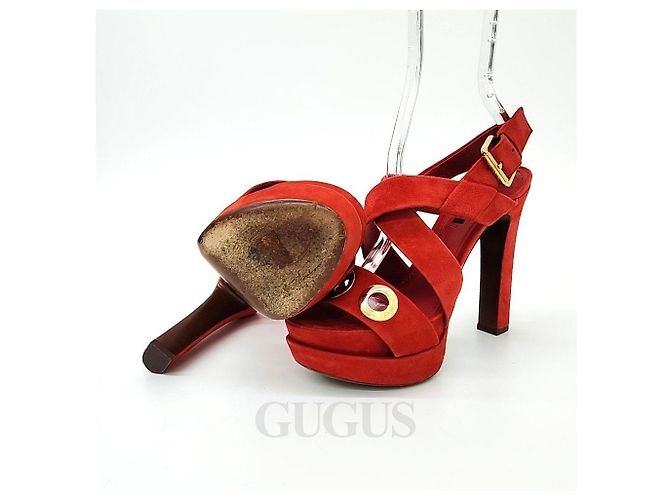 Louis Vuitton Sandali in scamosciato Rosso - vista 4