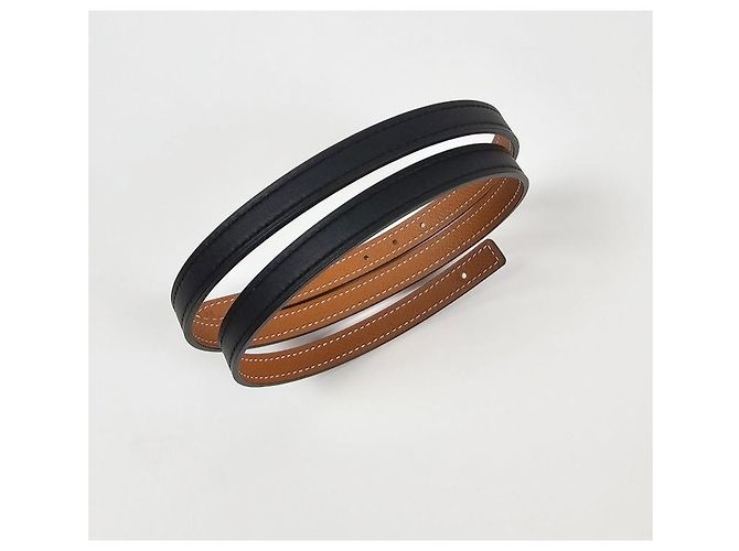 Ring Hermès Cinturón de cuero reversible para mujer Noir Gold Dorado - vista 10