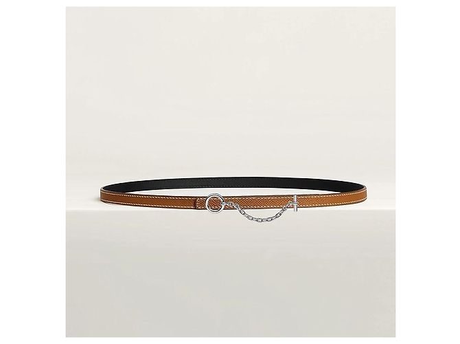 Ring Hermès Cinturón de cuero reversible para mujer Noir Gold Dorado - vista 3
