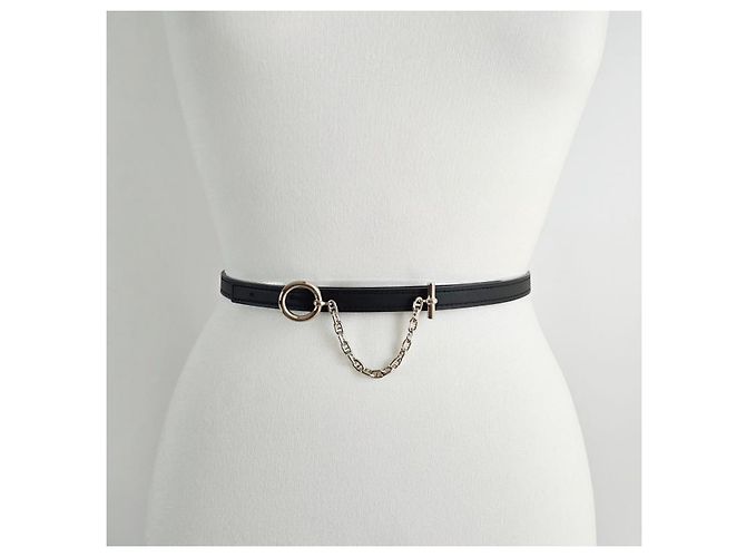Ring Hermès Cinturón de cuero reversible para mujer Noir Gold Dorado - vista 6