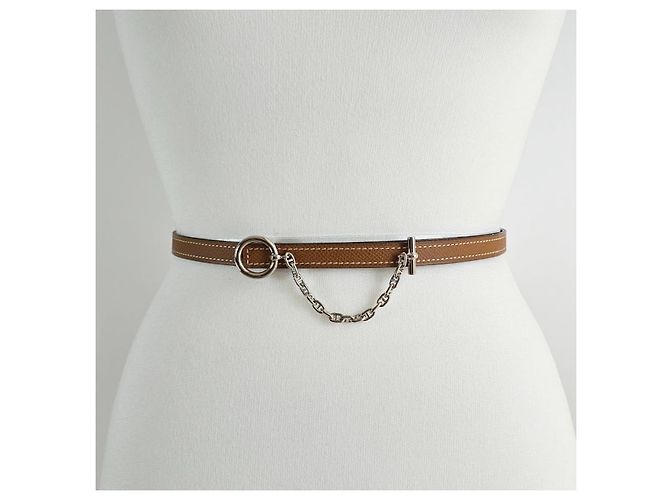 Ring Hermès Cinturón de cuero reversible para mujer Noir Gold Dorado - vista 7