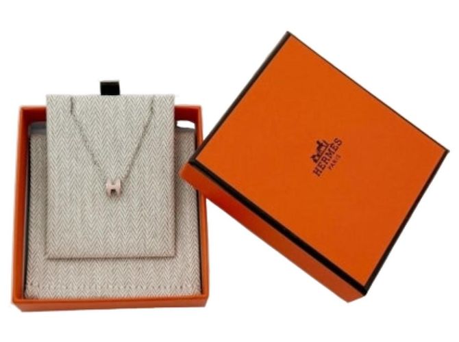 Hermès Collar Mini Popashu Rosa Plateado Draje Plata - vista 5