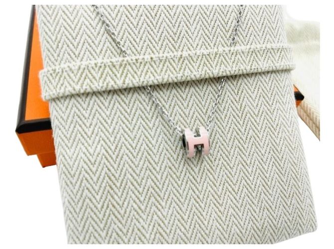 Hermès Collar Mini Popashu Rosa Plateado Draje Plata - vista 6