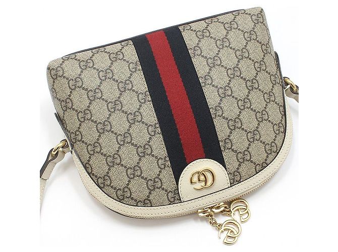 Gucci Borsa a tracolla GG Supreme Ophidia Marrone - vista 3