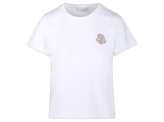 Moncler Damen T-Shirt aus Baumwolle mit Logo Weiß Silber - Ansicht 2