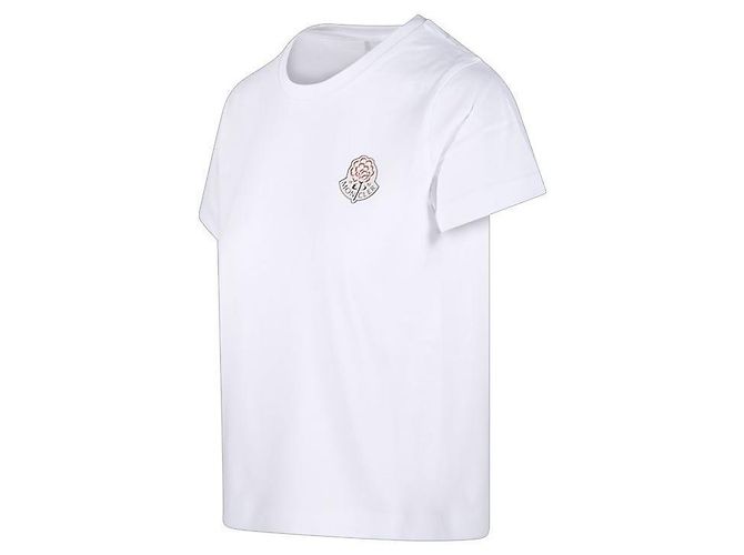 Moncler Damen T-Shirt aus Baumwolle mit Logo Weiß Silber - Ansicht 4
