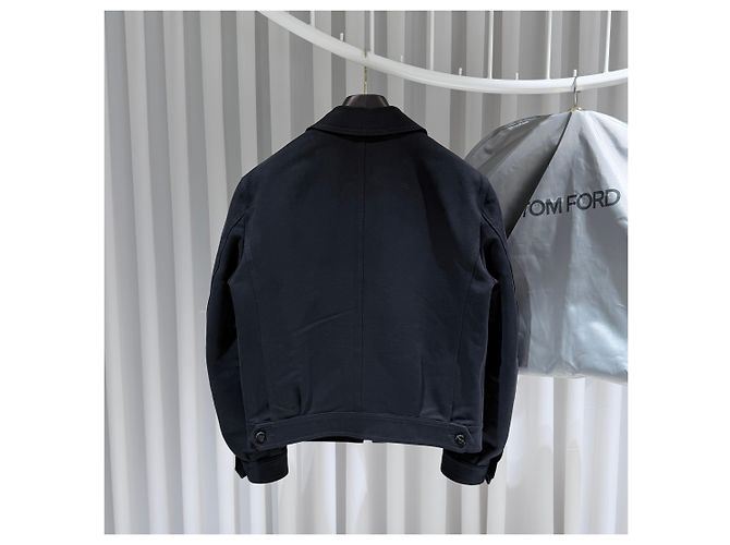 Tom Ford Giacca Bomber Trucker in twill di cotone Nero - vista 2