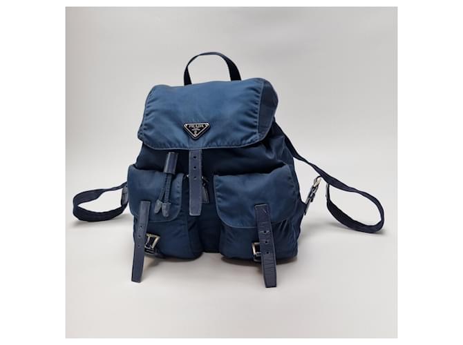 Prada Nylon-Rucksack Medium Unisex Blau - Ansicht 3
