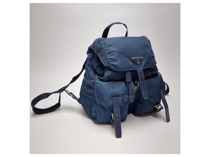 Prada Nylon-Rucksack Medium Unisex Blau - Ansicht 5