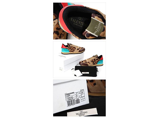 Valentino Rockstud Leopard Suede Running CMQ Multicolore - vista 6