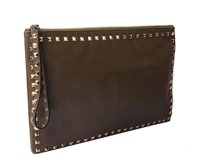 Valentino Clutch Rockstud con tracolla Large Marrone - vista 2