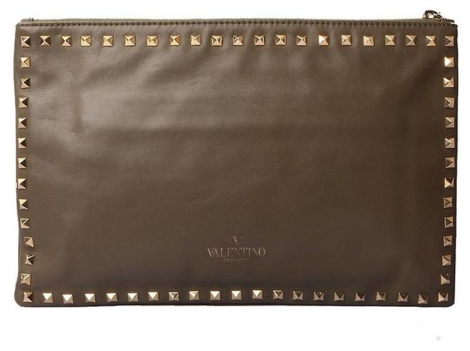 Valentino Clutch Rockstud con tracolla Large Marrone - vista 3