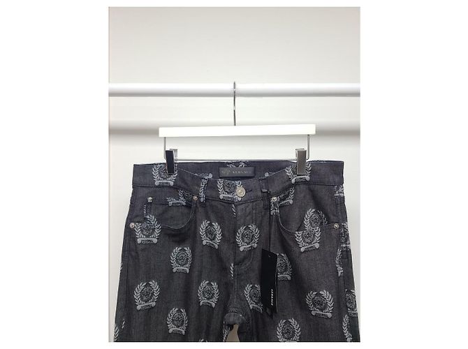Versace Pantaloni in denim nero con logo Medusa Multi Lettering Blu - vista 2