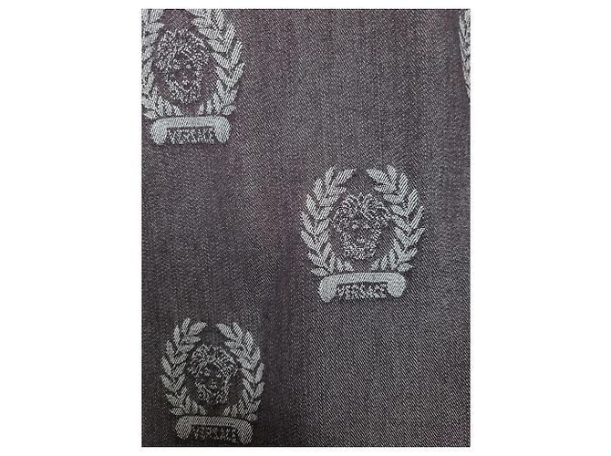 Versace Pantaloni in denim nero con logo Medusa Multi Lettering Blu - vista 3