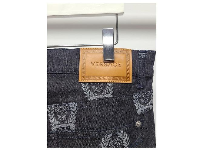 Versace Pantaloni in denim nero con logo Medusa Multi Lettering Blu - vista 5