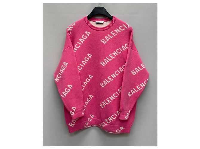 Balenciaga Tricô oversized com logo em toda a peça Rosa - vista 2