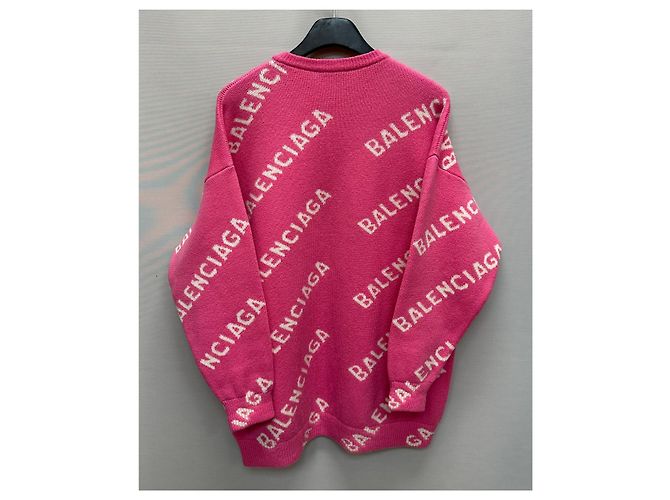 Balenciaga Tricô oversized com logo em toda a peça Rosa - vista 5