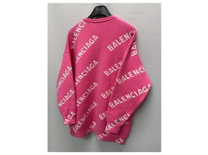 Balenciaga Tricô oversized com logo em toda a peça Rosa - vista 6