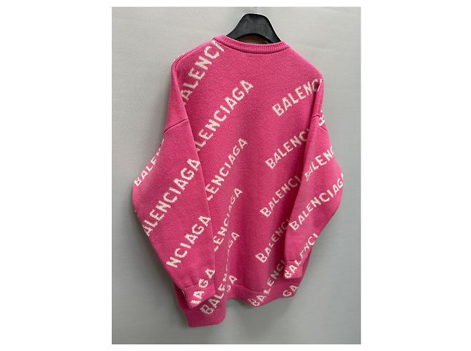 Balenciaga Tricô oversized com logo em toda a peça Rosa - vista 7