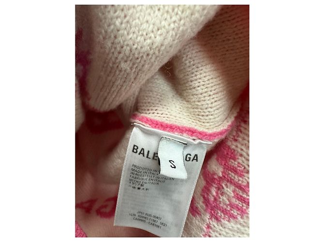 Balenciaga Tricô oversized com logo em toda a peça Rosa - vista 8